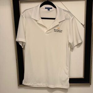 Port Authority White Polo Shirt with Gold Logo